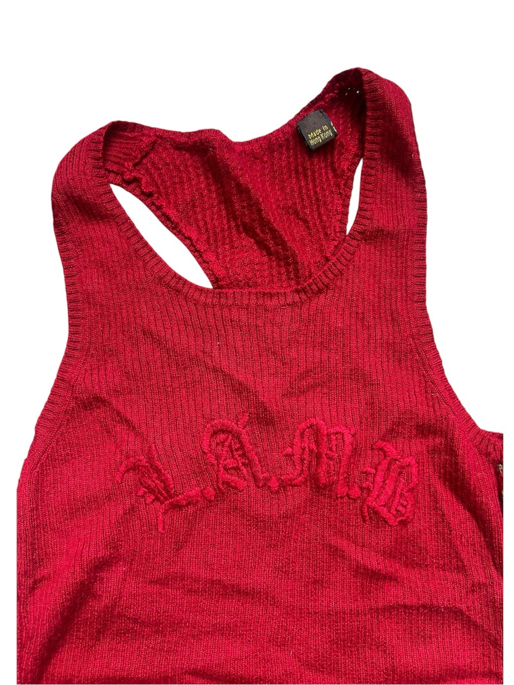 L.A.M.B. Red Ribbed Racerback Tank Top